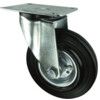 Pressed Steel Castor With Swivel Plate, Rubber Trye, Steel Centre 160mm thumbnail-0