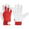 General Handling Gloves, Red/White, Leather Coating, Cotton Lined, Size 10 thumbnail-0