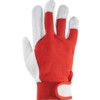 General Handling Gloves, Red/White, Leather Coating, Cotton Lined, Size 7 thumbnail-1