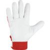 General Handling Gloves, Red/White, Leather Coating, Cotton Lined, Size 8 thumbnail-2
