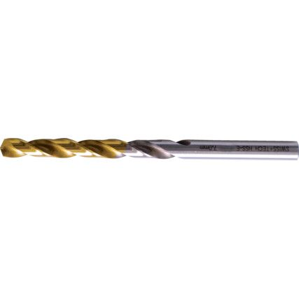 Jobber Drill, 2.5mm, Normal Helix, Cobalt High Speed Steel, TiN-Tipped