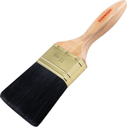 3in., Flat, Natural Bristle, Angle Brush, Handle Wood