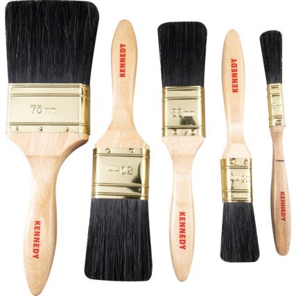 1 1/2in./1/2in./1in./2in./3in., Flat, Natural Bristle, Angle Brush Set, Handle Wood