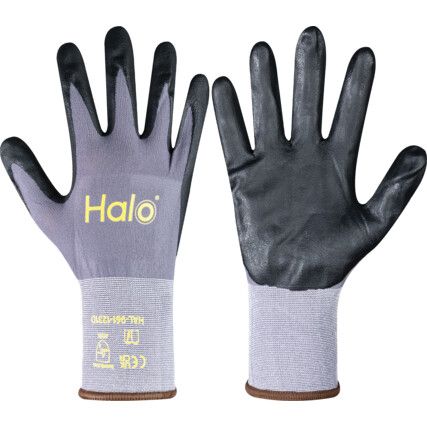 Mechanical Hazard Gloves, Black/Grey, Nylon/Spandex Liner, Nitrile Foam Coating, EN388: 2016, 4, 1, 2, 1, X, Size 9