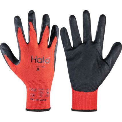 Mechanical Hazard Gloves, Black/Red, Nylon Liner, Nitrile Foam Coating, EN388: 2016, 4, 1, 2, 1, A, Size 6