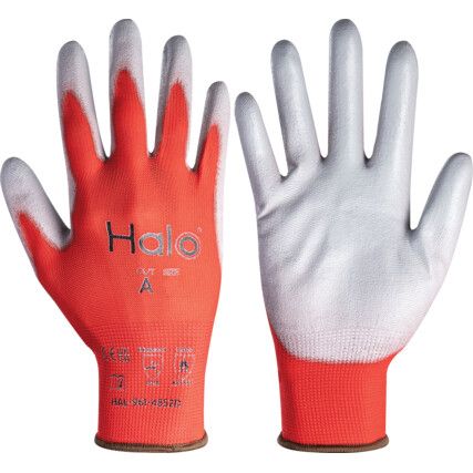 Mechanical Hazard Gloves, Red/Grey, Nylon Liner, Polyurethane Coating, EN388: 2016, 4, 1, 2, 1, Size 6
