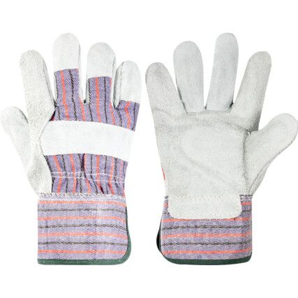 Mechanical Hazard Gloves, Blue/Grey, Cotton Liner, Leather Coating, EN388: 2016, 3, 1, 4, 3, X, Size 8