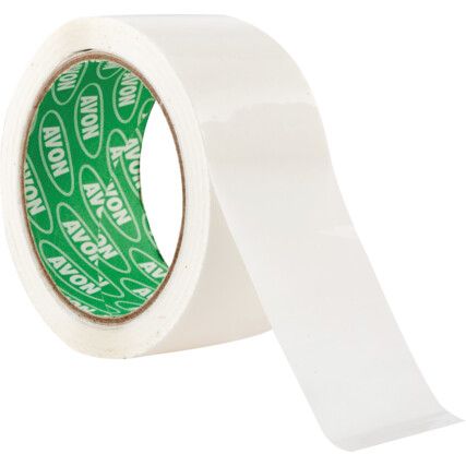 Packaging Tape, Polypropylene, White, 48mm x 66m