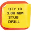 S100, Stub Drill, 3mm, High Speed Steel, Black Oxide thumbnail-3