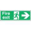 Fire Exit Arrow Right Rigid PVC Sign 450mm x 150mm thumbnail-0