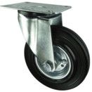 Medium Duty Pressed Steel Castors, Rubber Tyre, Roller Bearing thumbnail-2