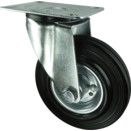 Medium Duty Pressed Steel Castors, Rubber Tyre, Roller Bearing thumbnail-3