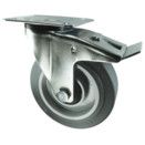 Medium Duty Pressed Steel Castors, Grey Rubber Tyres with Nylon Wheels thumbnail-1