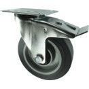 Medium Duty Pressed Steel Castors, Grey Rubber Tyres with Nylon Wheels thumbnail-2