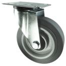 Medium Duty Pressed Steel Castors, Grey Rubber Tyres with Nylon Wheels thumbnail-3