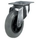 Medium Duty Pressed Steel Castors, Grey Rubber Tyres with Nylon Wheels thumbnail-0