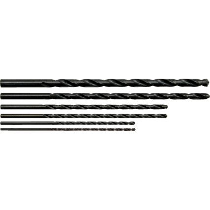 Extra Length Drill Set, 3mm to 10mm, High Speed Steel, Metric, Set of 6