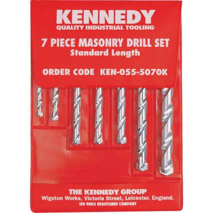 Masonry Drill Bit Set, 4-10mm, Straight, 7 Pack
