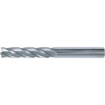 End Mill, Long, 4mm, Plain Round Shank, 4fl, Carbide, Uncoated