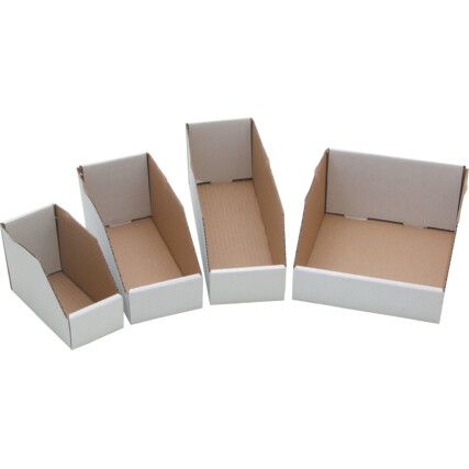 Storage Bins, Cardboard, White, 76x152x115mm, 50 Pack