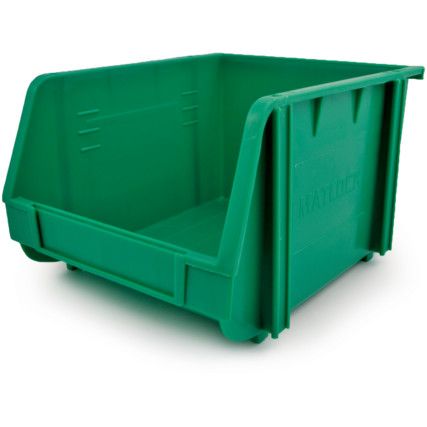Plastic Storage Bin, Green, 165mm x 222mm x 278mm