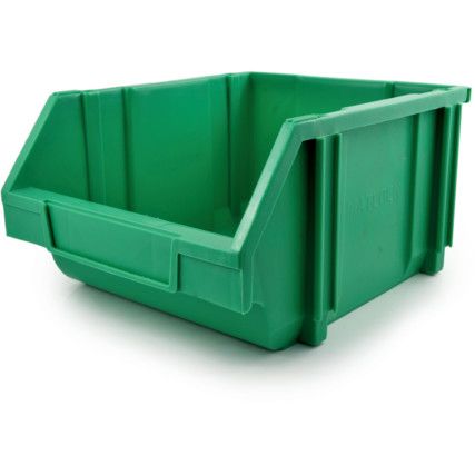 Plastic Storage Bin, Green, 184mm x 280mm x 350mm