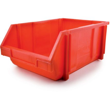 Plastic Storage Bin, Red, 184mm x 280mm x 425mm