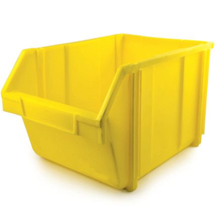 Plastic Storage Bin, Yellow, 260mm x 280mm x 425mm
