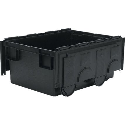 Euro Container with Lid, Black, 600x400x265mm, 49.5L