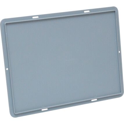 Euro Container Lid, Plastic, Silver Grey RAL 7001, 400x300mm
