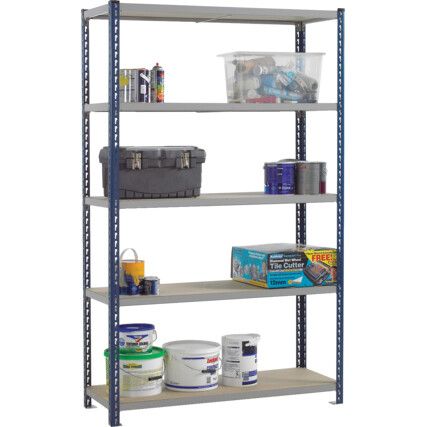 Standard Duty Shelving Bay, Dark Grey/Grey, 5 Shelves, Shelf Capacity 2000kg, 300mm x 1980mm x 900mm