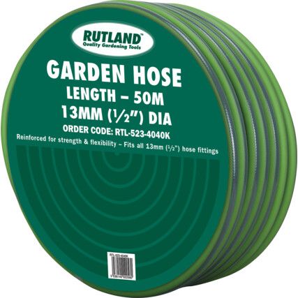 50m x 13mm, Garden Hose Coil, Green