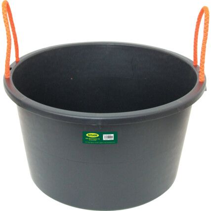Black Plastic Flexible Bucket, Rope Handle, 40 Ltr