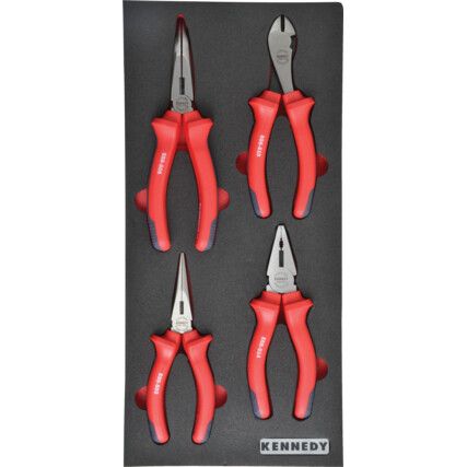 4 Piece Pro-Torq VDE Insulated Pliers Set in 1/3 Width Foam Inlay for Tool Cabinets