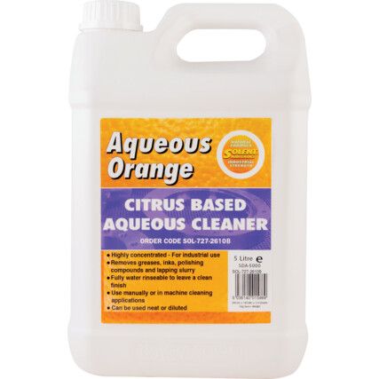 Aqueous Orange, Citrus Based Cleaner, Water Based, Bottle, 20ltr