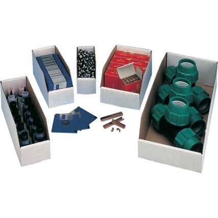 Storage Bins, Cardboard, White, 100x228x115mm, 50 Pack
