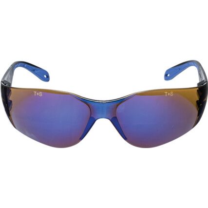 Safety Glasses, Blue Mirror Lens, Frameless, Impact-Resistant/UV-Resistant/High-Temperature Resistant