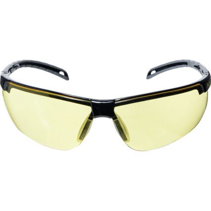 Safety Glasses, Amber Lens, Black Half-Frame, UV-Resistant/Impact-Resistant/Scratch-Resistant