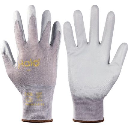 Mechanical Hazard Gloves, Grey, Nylon Liner, Polyurethane Coating, EN388: 2016, 4, 1, 4, 1, X, Size 9