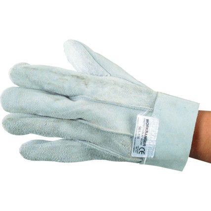 General Handling Gloves, Grey, Leather Coating, Size 10