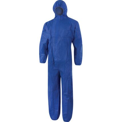 Disposable Hooded Coveralls, Type 5/6, Blue, Small, 27-36" Chest