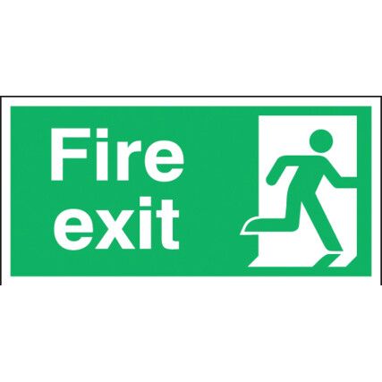 Fire Exit Right Rigid PVC Sign 300mm x 150mm