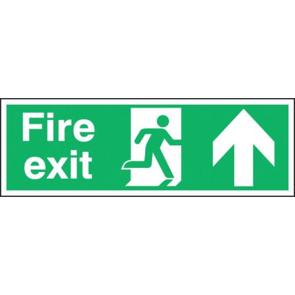 Fire Exit Arrow Up Rigid PVC Sign 450mm x 150mm