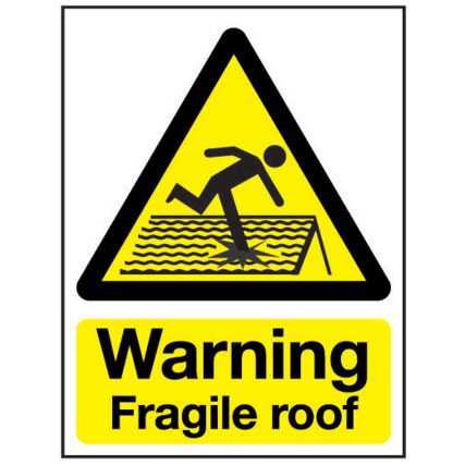Fragile Roof Rigid PVC Warning Sign 297 x 420mm