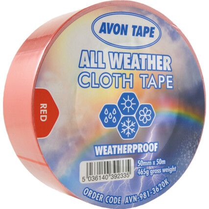 Duct Tape, Polyethylene Coated Cloth, Red, 50mm x 50m