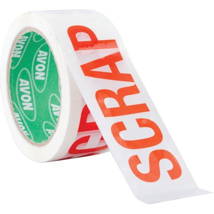 'Scrap' Adhesive Safety Tape, Vinyl, White, 50mm x 66m