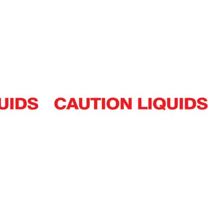 'Caution Liquids' Adhesive Safety Tape, Vinyl, White, 50mm x 66m, Pack of 5